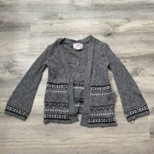 Justice Girls Gray Knit Cardigan Sweater‎ Fair Isle Pockets Size 6